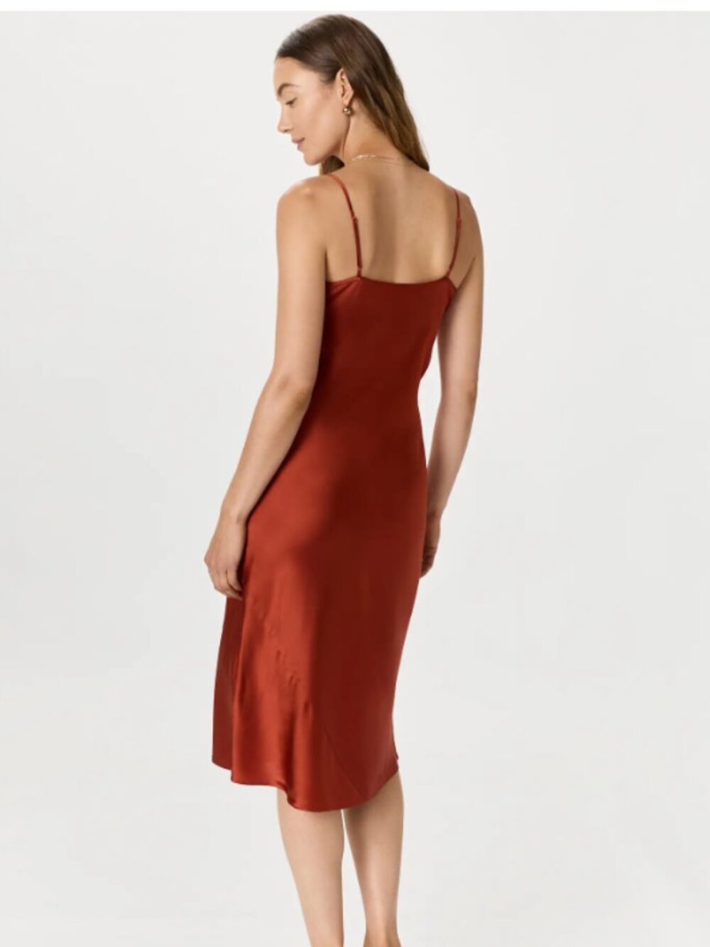 NWT Quince 100% Washable Silk Slip Dress in Paprika Red - Small - Picture 2 of 15